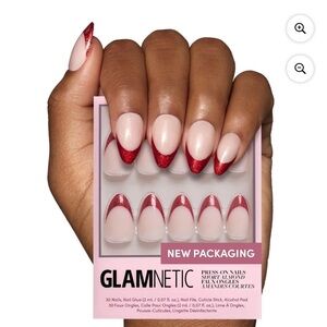 Glamnetic Red Sparkly Tips Press-On Nails